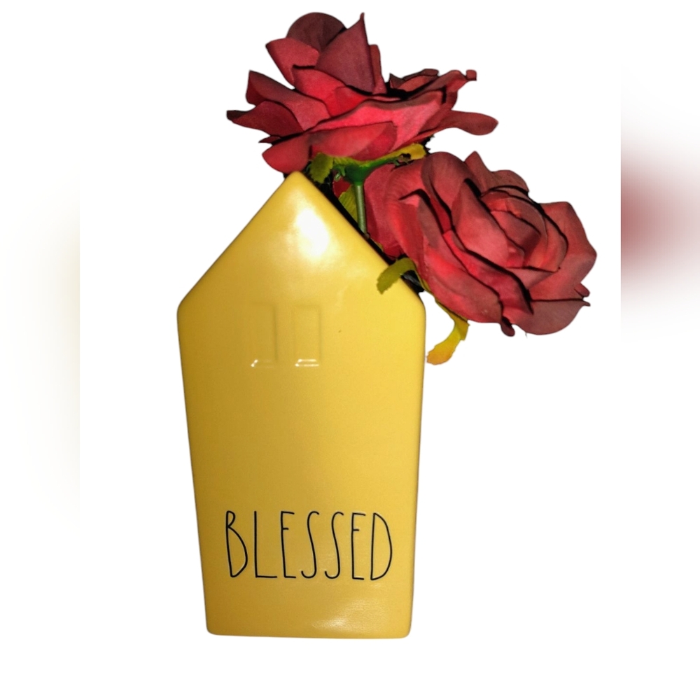 Rae Dunn Yellow Ceramic House Vase Utensil Crock